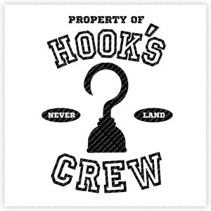 Propiedad de Hook's Crew, Never Land, Peter Pan, Captain Hook, Pirate, Digital, Download, TShirt, Cut File, SVG, Iron on, Transfer