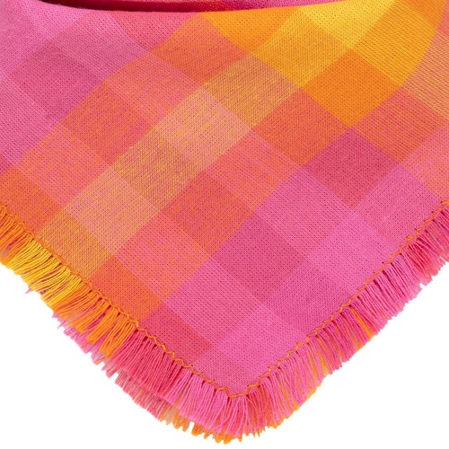 Yellow & Black Plaid Dog Bandana - Adjustable Triangle Scarf For Large Dogs