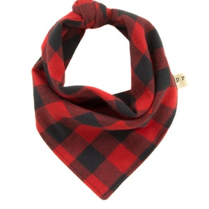 Buffalo Plaid Pet Scarf, Red and Black Dog Bandana, Flannel Puppy Scarves, Checkered Doggy Bandanna, Tie On Fall Doggie Kerchief, Winter Pet