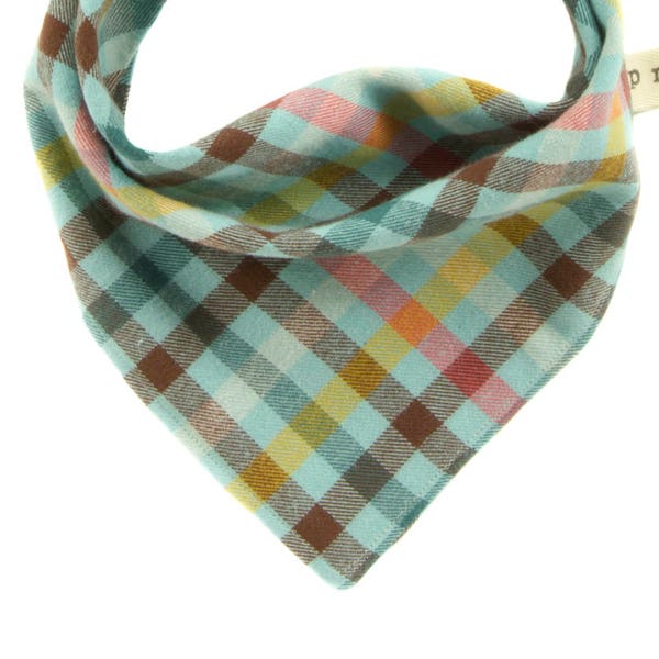 Winter Dog Bandana, Autumn Plaid Pet Scarf, Fall Bandanna for Dogs, Checked Doggy Scarves, Tie On Reversible Doggie Kerchief, Neckerchief