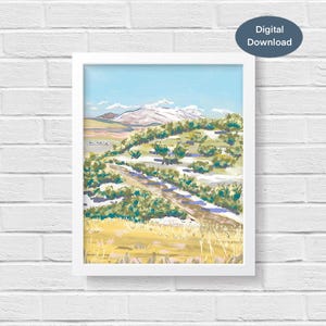 Peinture de paysage d'hiver de Carson Valley | Paysage de campagne du Nevada imprimable | Mountain View paysage téléchargement numérique