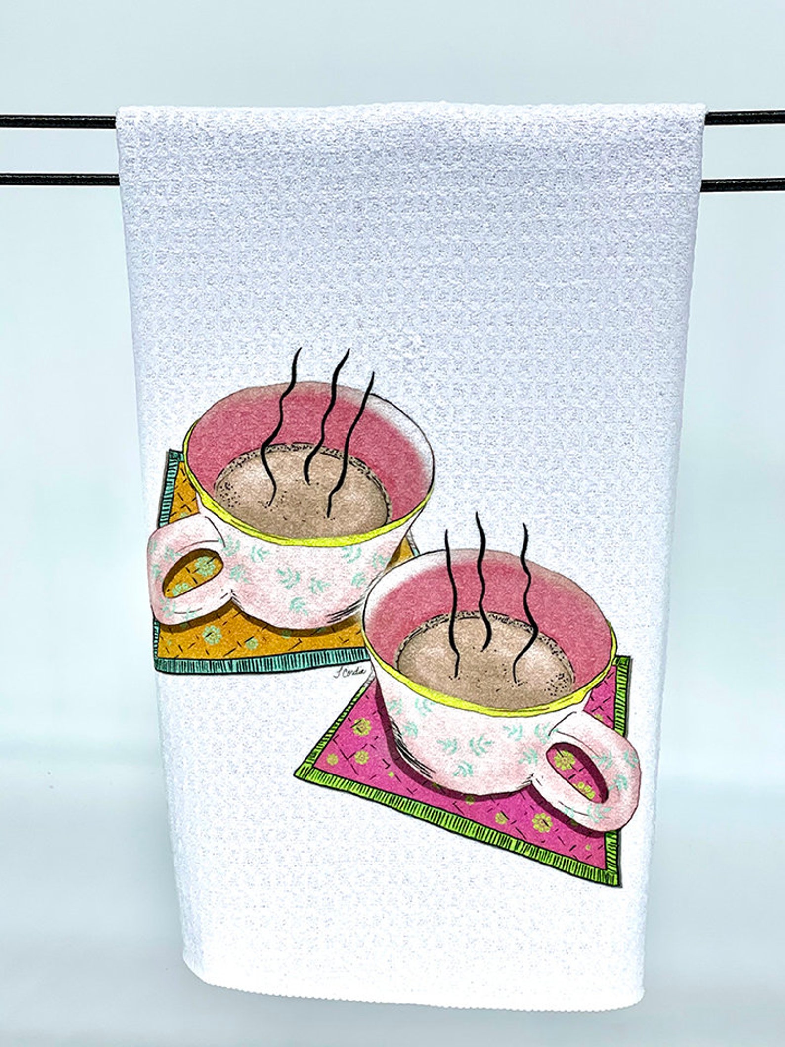 Coffee or Tea Kitchen Towel Mugs Tea Towel Hand Towel Dish Etsy