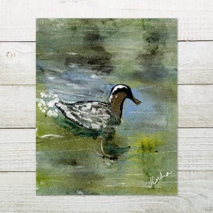 Duck on Pond Art Print, 8x10 Unframed Print For Framing