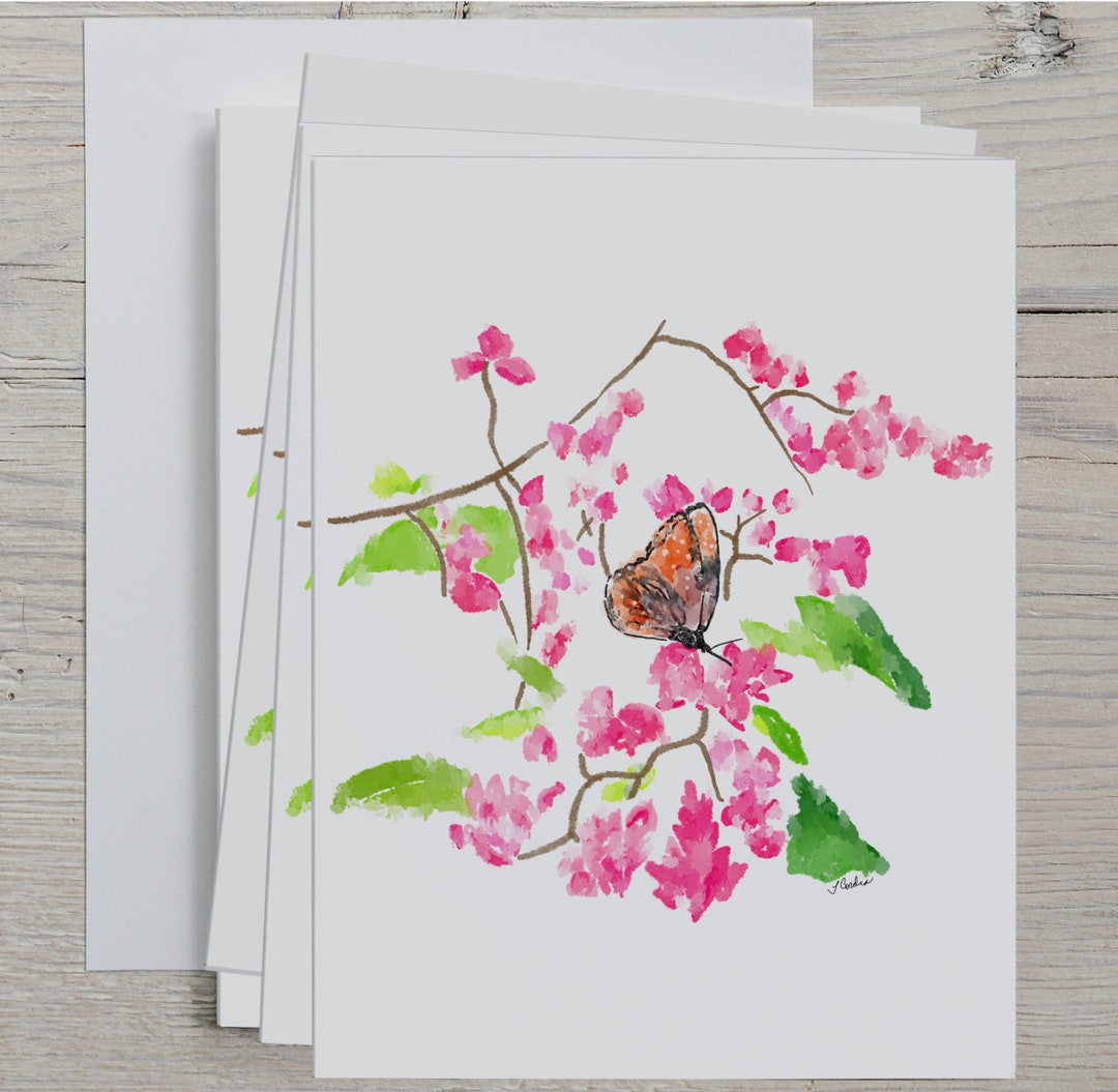 Butterfly Floral Note Card Set: Original Art Greeting Cards - Etsy