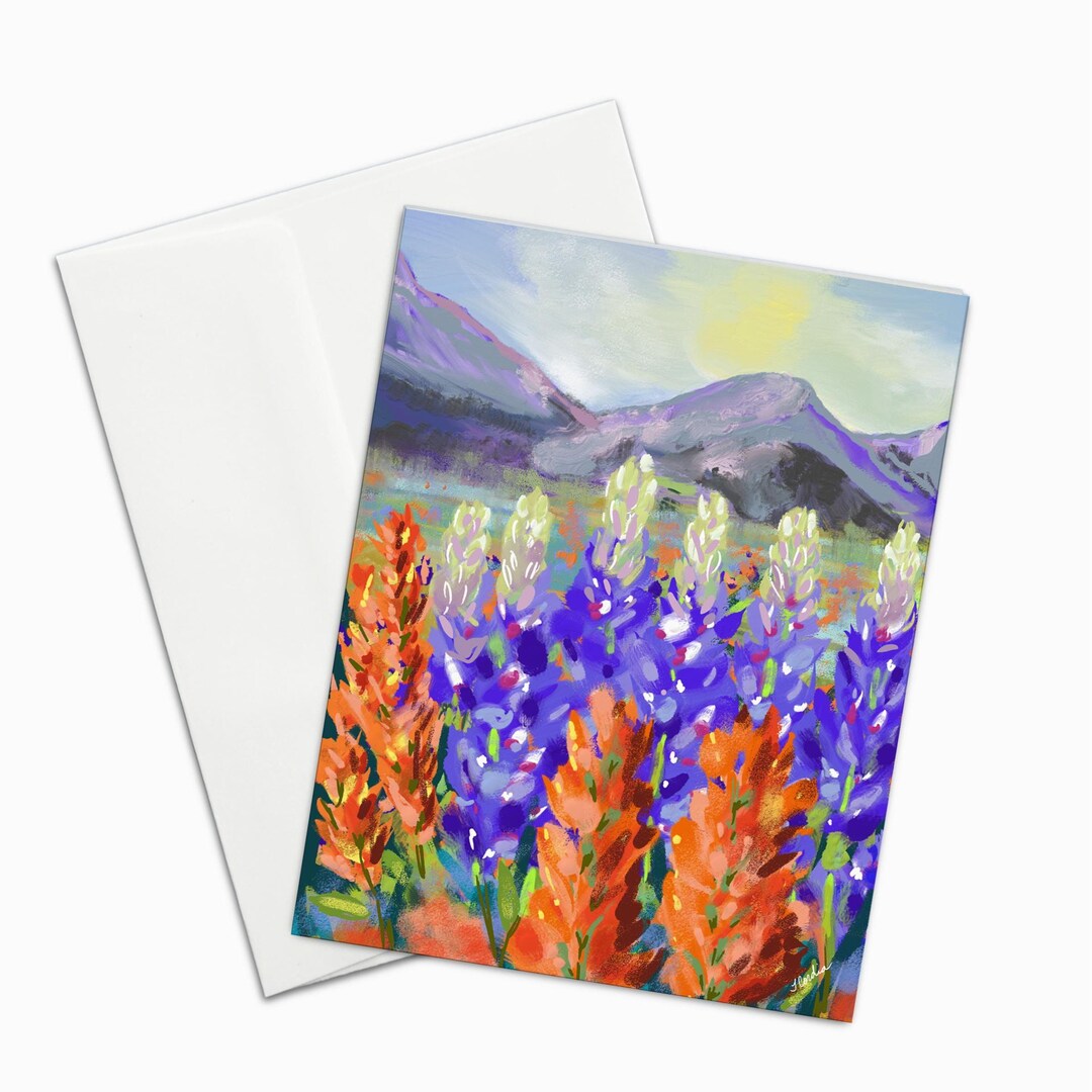 Mountain Wildflowers Note Cards: Indian Paintbrush and Lupines - Etsy