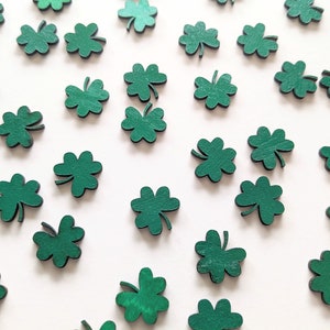 Mini Wooden Shamrocks Confetti 50 Pieces | St. Patrick's Day Decor | Lucky Irish Shamrock Wooden Scatter | Natural Wood Cutout