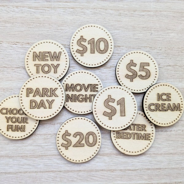 Wooden Prize Tokens Set of 10 | Wooden Easter Basket Goodies | Child Fun Game | Reusable Teacher Grandparent Gift Toy Game