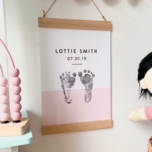 Personalised Minimalistic Pastel Baby Footprint Kit Keepsake Print, New Baby Gift, Baby Shower 画像 2