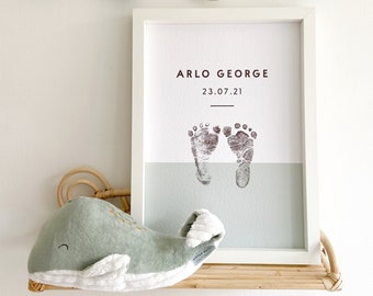 Personalised Minimalistic Pastel Baby Footprint Kit Keepsake Print, New  Baby Gift, Baby Shower - Main Image