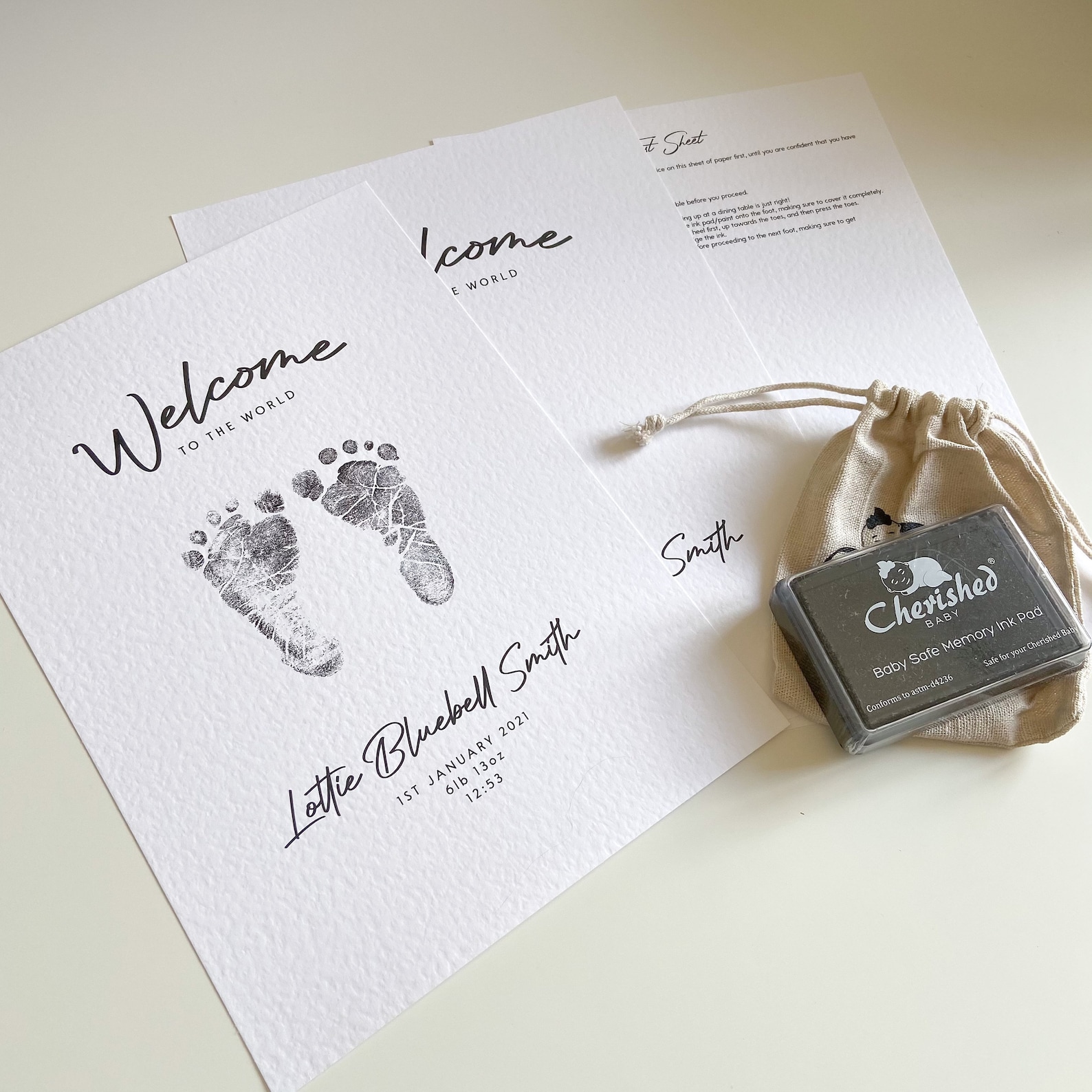 Simplistic Personalised Baby Footprint Kit Newborn Gift Etsy