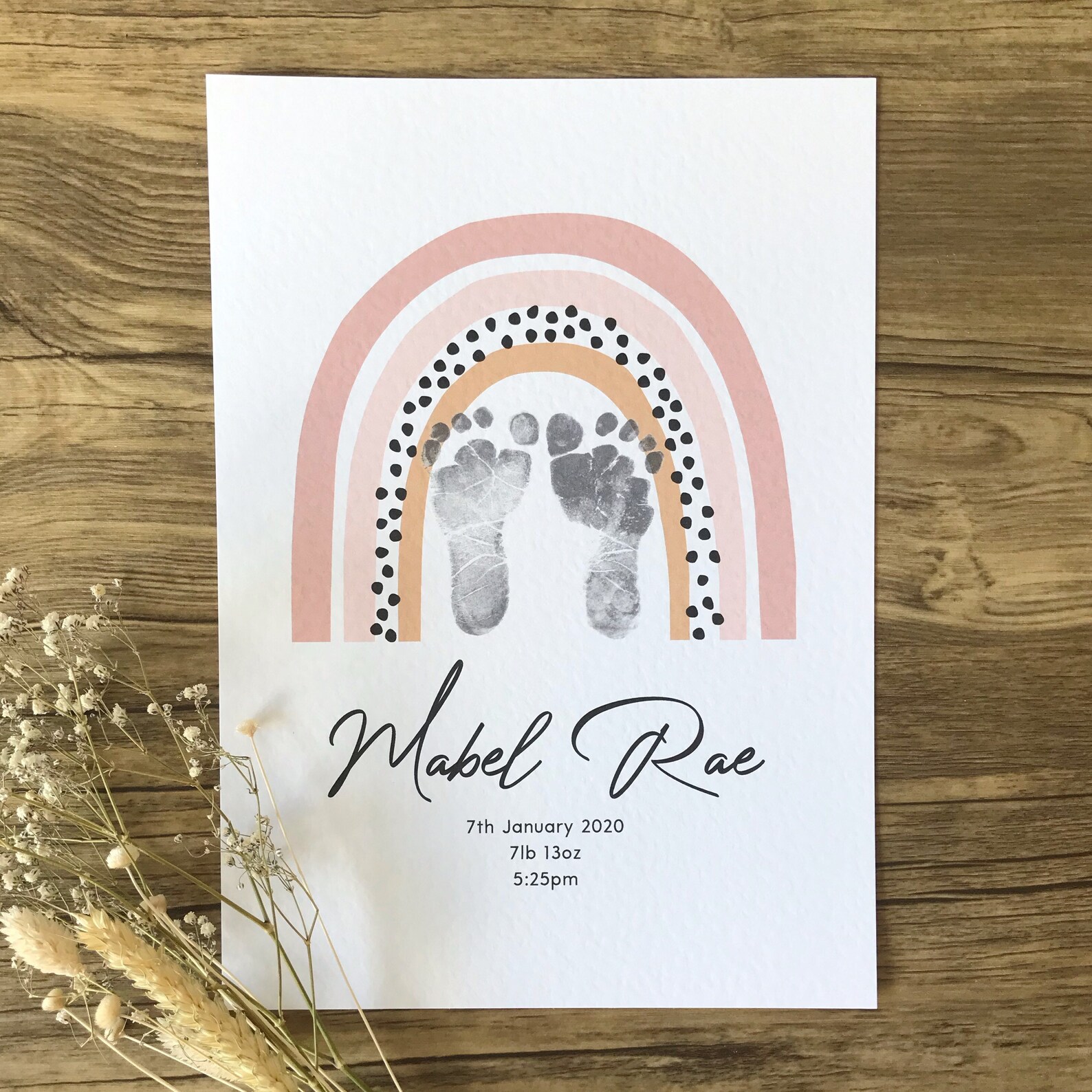 Personalised Rainbow Baby Footprint Kit Keepsake Print New Etsy