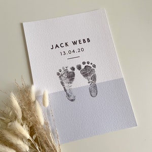 Personalised Minimalistic Pastel Baby Footprint Kit Keepsake Print, New Baby Gift, Baby Shower image 6