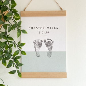 Personalised Minimalistic Pastel Baby Footprint Kit Keepsake Print, New Baby Gift, Baby Shower image 5