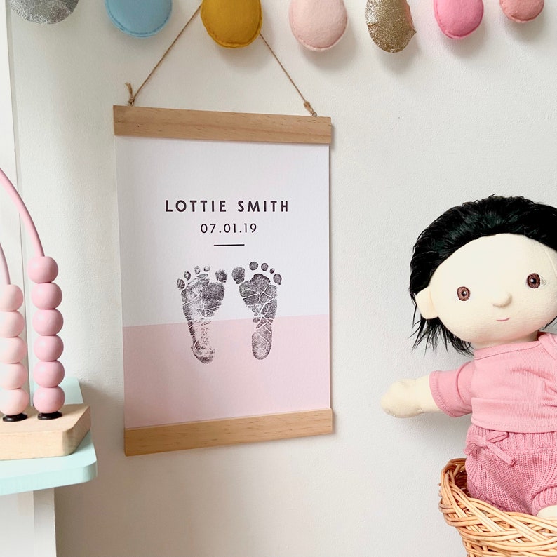 Personalised Minimalistic Pastel Baby Footprint Kit Keepsake Print, New Baby Gift, Baby Shower 画像 2