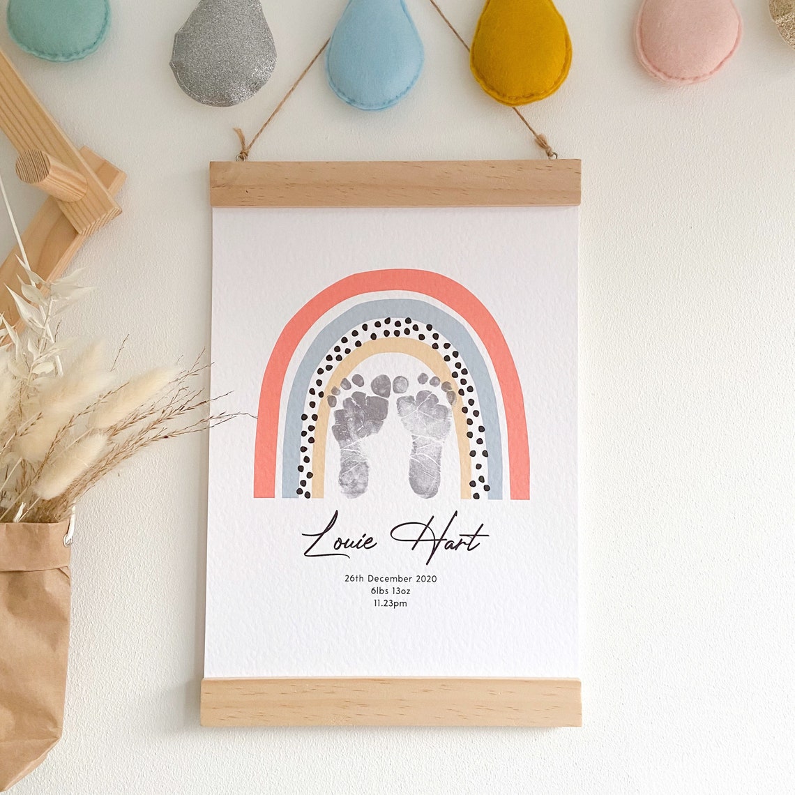 Personalised Rainbow Baby Footprint Kit Keepsake Print New Etsy