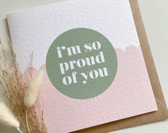 I’m so proud of you Card - Pink and Green, Scalloped, Thinking of You, Back to School, Anxiety