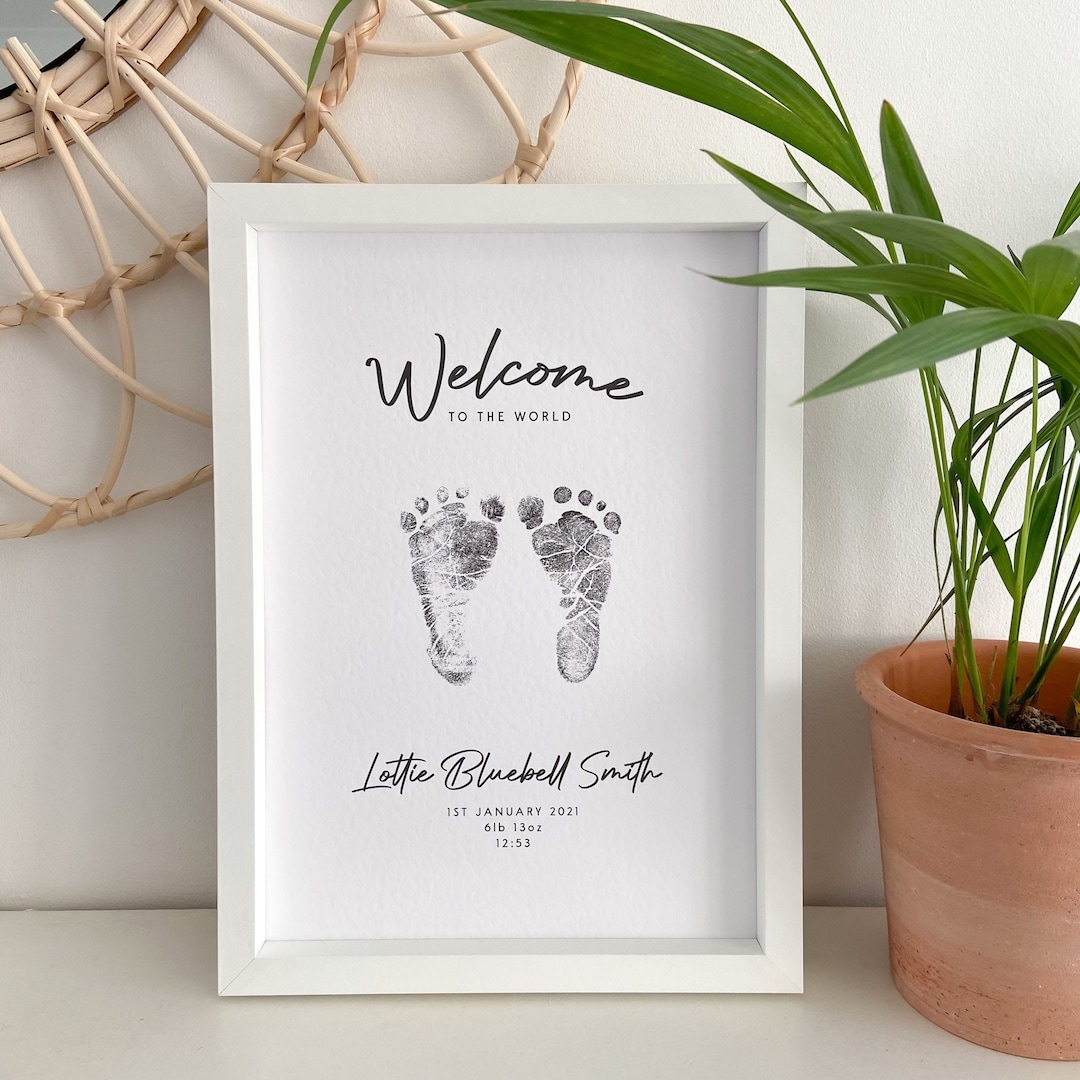 Simplistic Personalised Baby Footprint Kit Newborn Gift Etsy