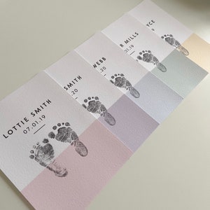 Personalised Minimalistic Pastel Baby Footprint Kit Keepsake Print, New Baby Gift, Baby Shower image 9