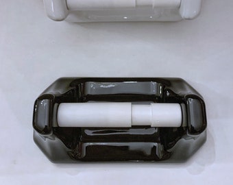 Toilet roll holder black ceramic