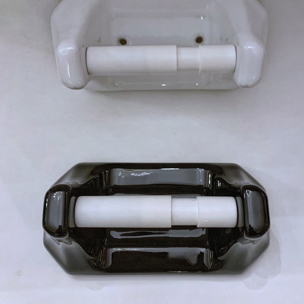 Porte-rouleau de papier toilette en céramique noire
