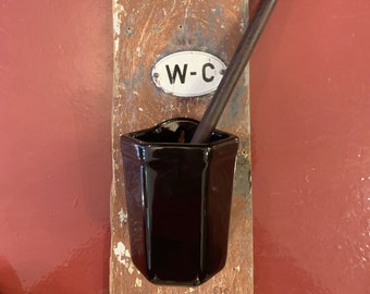 Porte-brosse de toilette mural en céramique noire