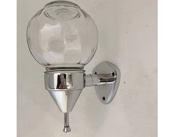 Retro soap dispenser, wall mounted soap pump, glass bowl chrome base