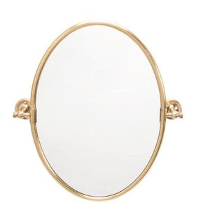 Oval mirror in gold matte frame, mid century style mirror