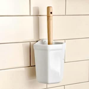 Toiletborstelhouder wandmontage wit keramiek