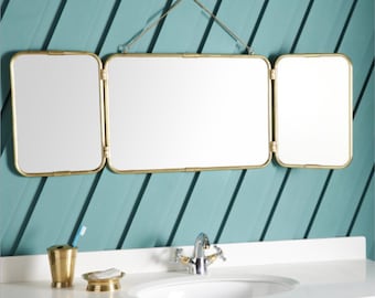 Ancienne Plaque de propreté en verre, type Miroir 390 x 60 mm Protection porte