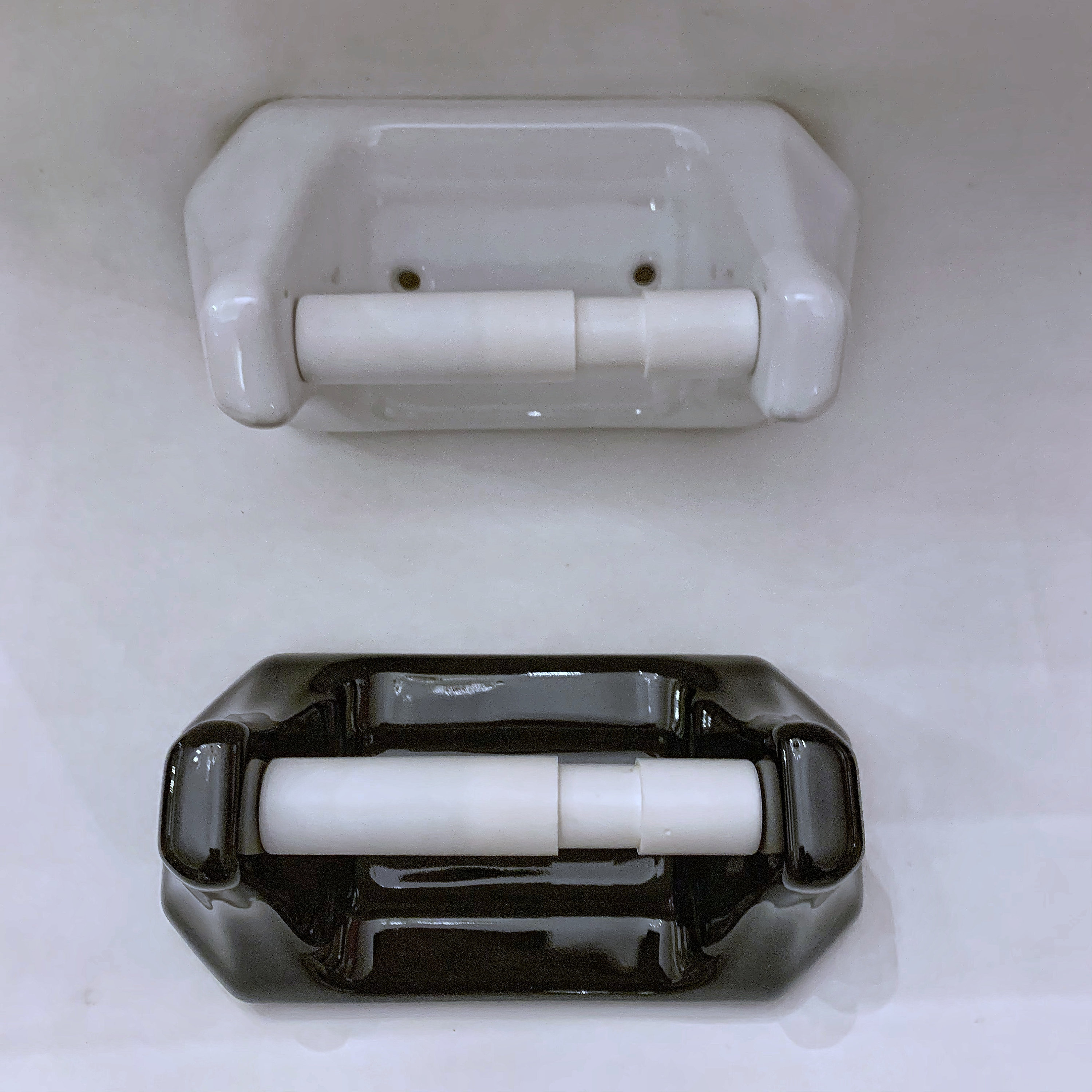 Ceramic toilet roll holder white Etsy