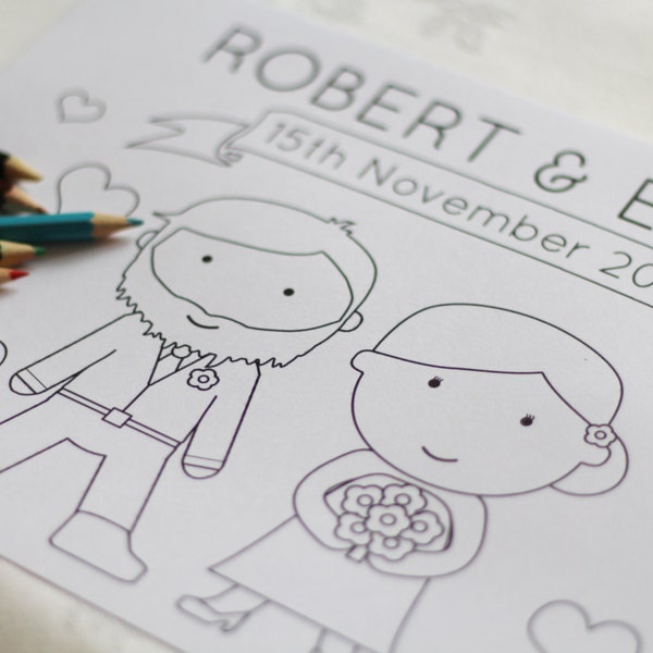 Personalised Wedding Children’s Activity Pack - Childrens Wedding Favour - Wedding Colouring Pack - Bride & Groom Colouring Pages