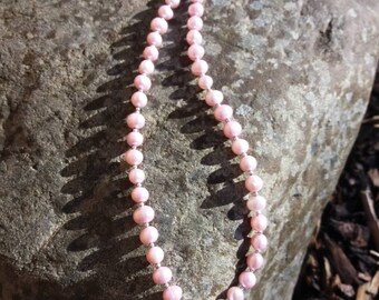 Baby pink freshwater pearl and sterling silver necklace
