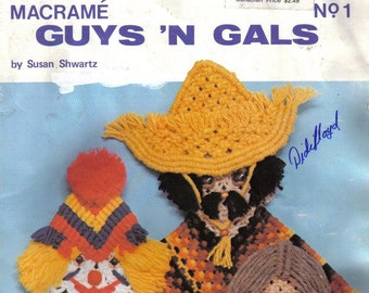 Macrame Guys 'N Gals - Vintage macrame book - Digital download in PDF Format - Scarecrow, Gingerbread Man