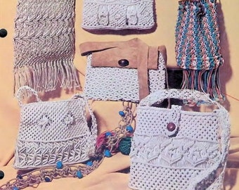 Twelve Belt and Bag Macrame Designs - magazine macrame vintage - Téléchargement numérique au format PDF