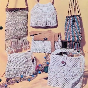 Twelve Belt and Bag Macrame Designs - Vintage macrame magazine - Digital download in PDF format