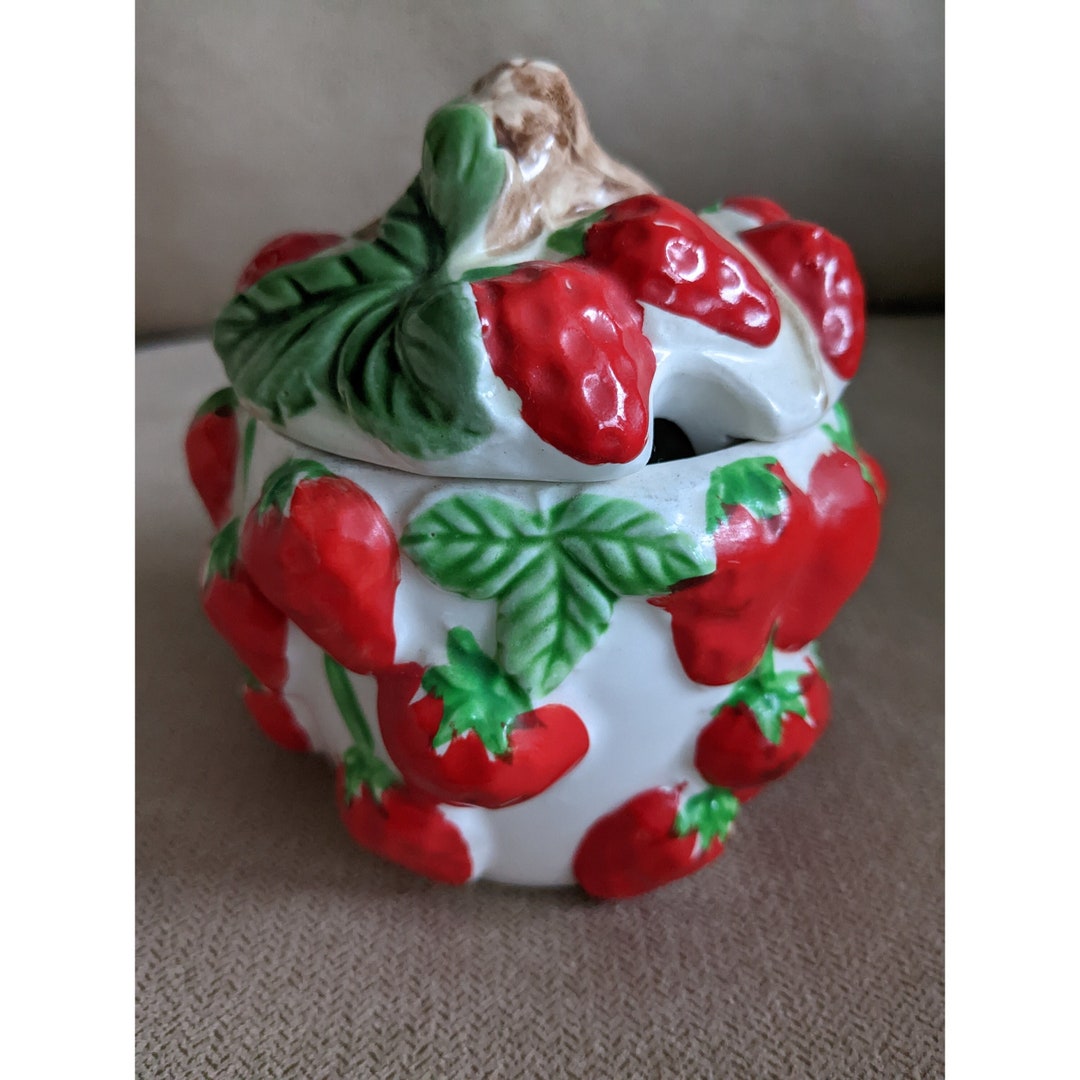 Vintage Lofton Strawberries Sugar Bowl or for Strawbery Jam Etsy
