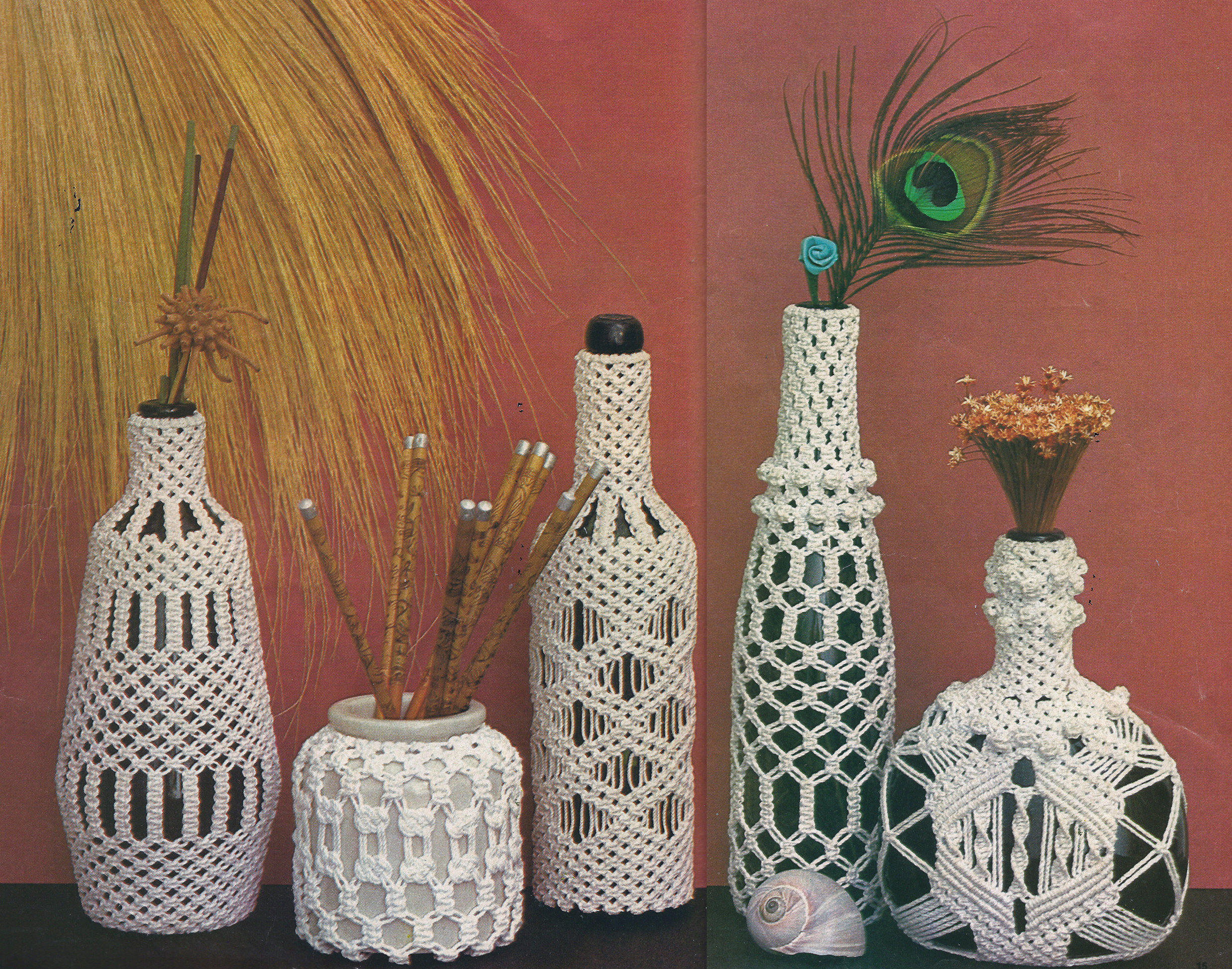 Macrame Bottle Covers Pattern Vintage Digital Download in PDF Format