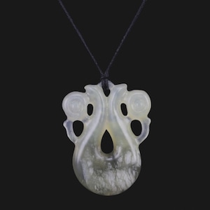 Hand-Carved Maori Pekapeka Bat Jade Totem Necklace