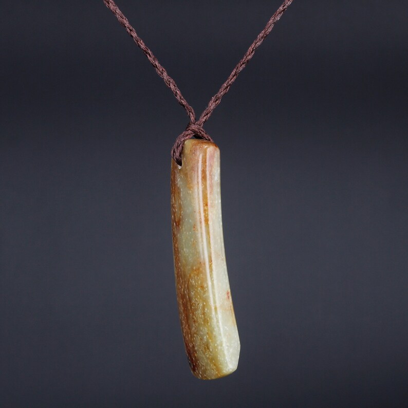 Hand Carved Retro Maori Toki Pendant Necklace Brown Nephrite Etsy