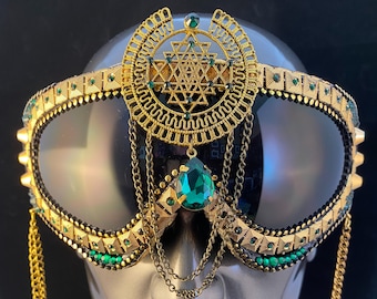 Playa Goggles, Sri Yantra, Sacred Geometry, Festival Goggles, Burner Goggles, Rhinestone Goggles, Rhinestone Sunglasses
