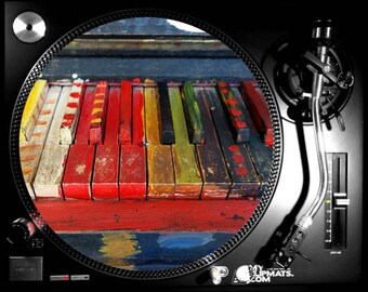 Keys 2 Dj turntable Slipmat vinyl lovers records gifts record mat slip slipmats musicians music piano fullcolor player