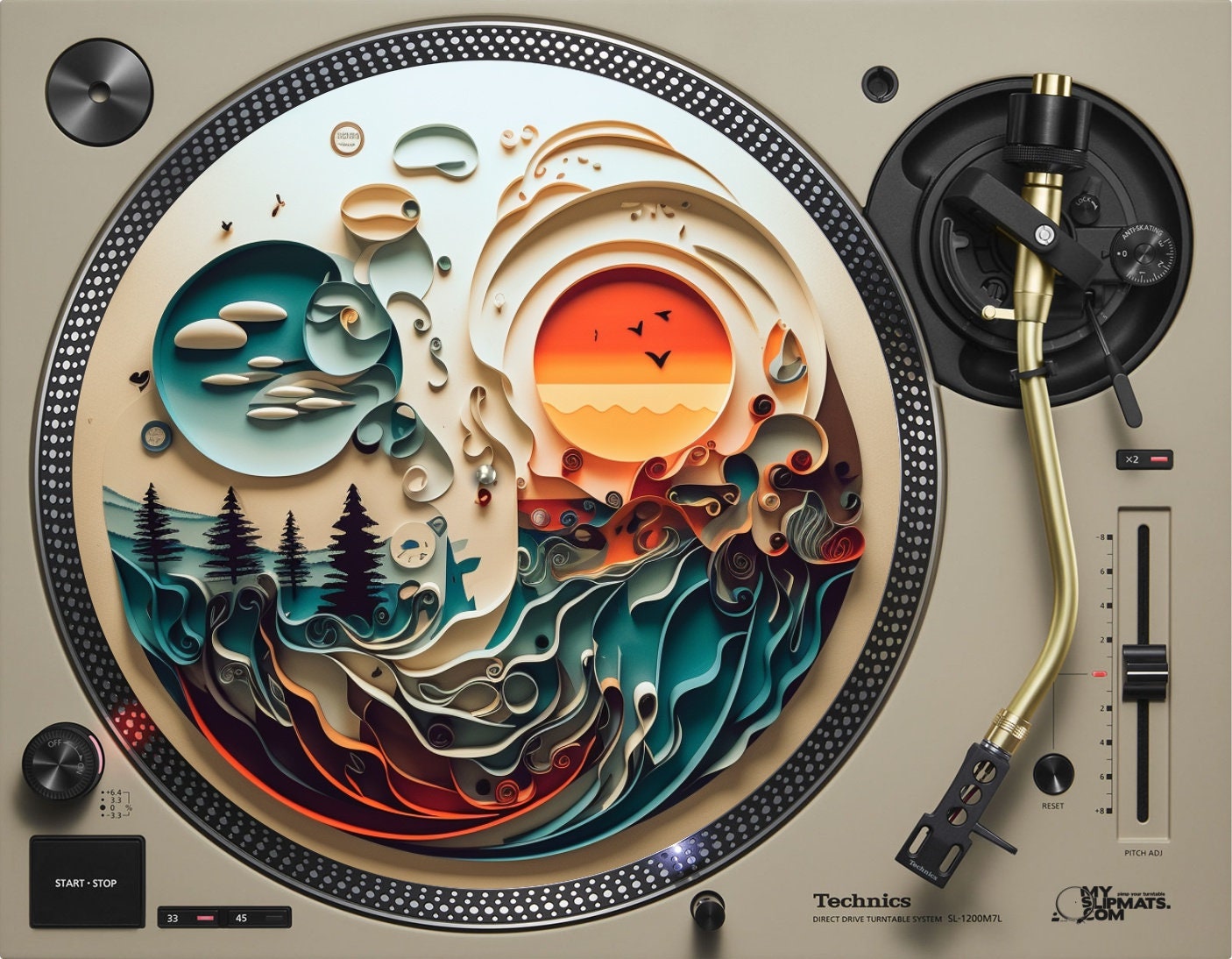 Adios Ayer felt turntable slipmat for chillout music dj vinyl record slip mat slipmats art nature shadows streetart homeart homemade
