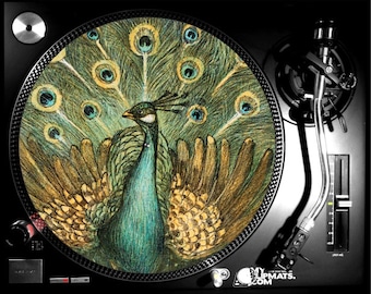 Peacock in profile slipmat artwork turntable vinyl record dj