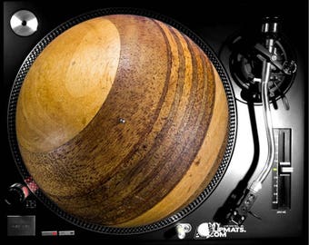 wood ball dj turntable music gifts musicians art record LP vinyl gift slipmats custom gramophone planet design equipment audiophile