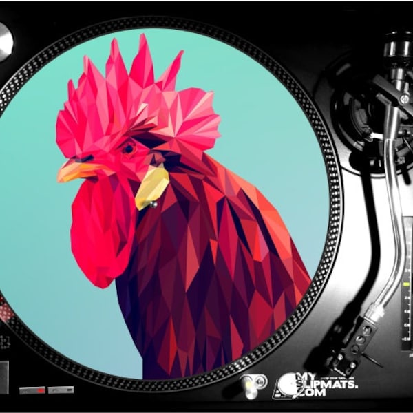 Rooster Slipmat dj turntable music gifts musicians art record vinyl slip mat gift slipmats creative gramophone technics mexico chicken