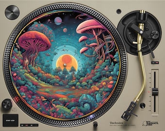 Mind Tricks slipmat design dj turntable vinyl record slip mat slipmats art mashroom techno mandala style