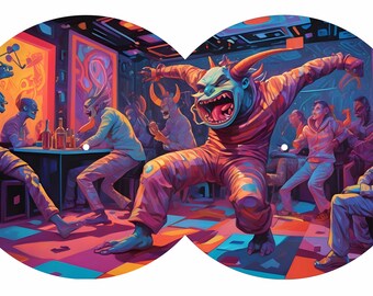 Pair of weekly night fever slipmats DJ set 2 stiff felt slipmats turntable vinyl record slip mat badass party time