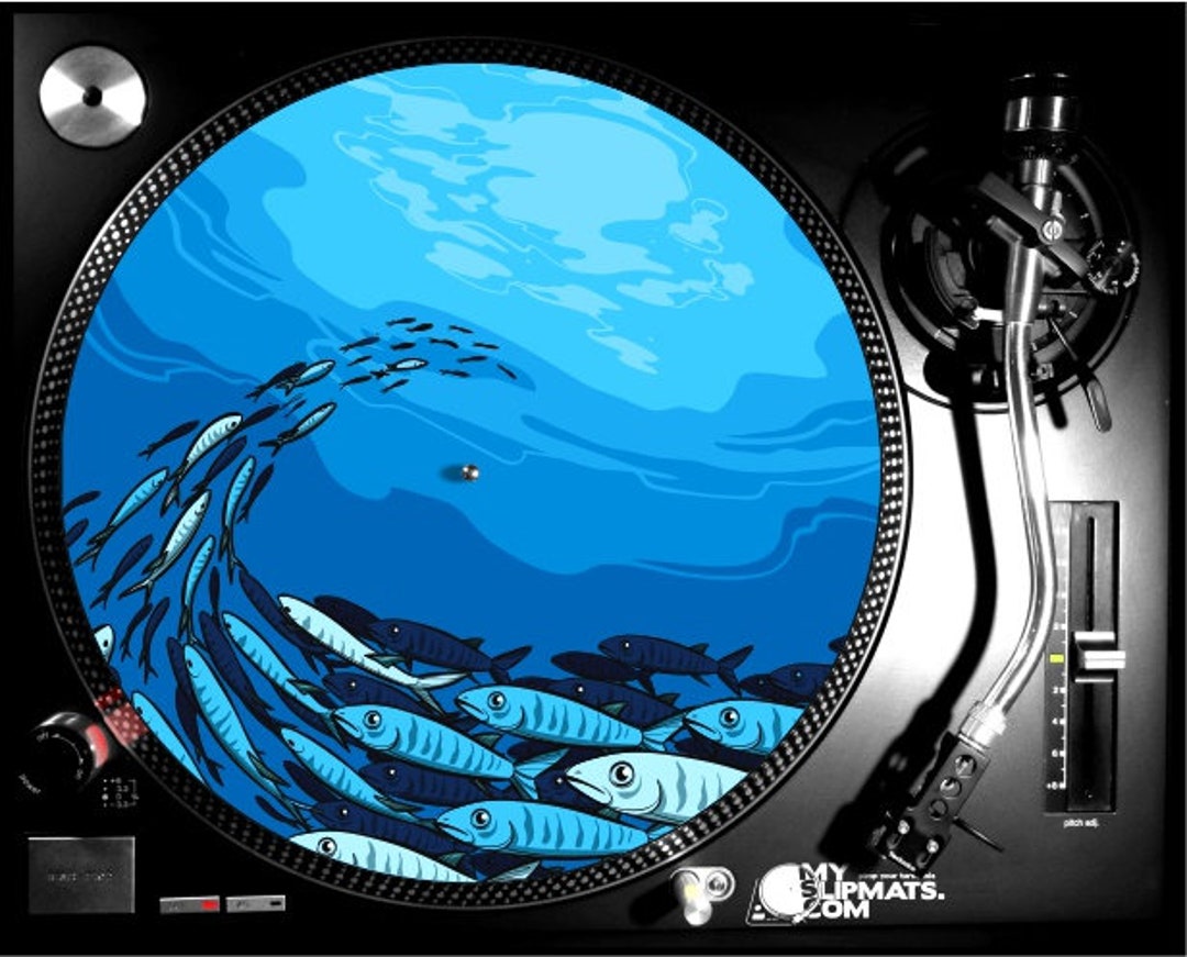 Hypno Fish Slipmat Chill Dj Turntable Music Gifts Musicians Art Record