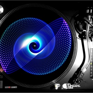Spiral blue Dj turntable Slipmat vinyl lovers records gifts record mat slip slipmats musicians music galaxy space 3d effect player