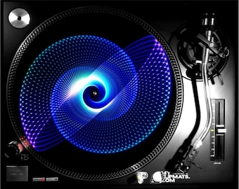 Spiral blue Dj turntable Slipmat vinyl lovers records gifts record mat slip slipmats musicians music galaxy space 3d effect player